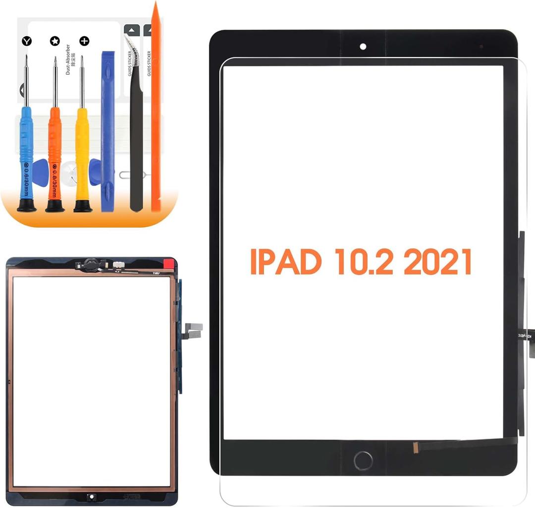 for iPad 9th(Gen) Screen Replacement Touch Screen for iPad 2021 10.2 for iPad 9 Digitizer Replacement A2604 A2603 A2602 Screen Glass Sensor Black+Home Button+Installation Video