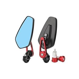 Motorcycle Bar End Mirrors 7/8'' 22mm Rear view Side Mirror Blue Lens Universal Replacement for Honda Grom Kawasaki Suzuki Ducati Yamaha and More Street Sport Bike Scooter Cruisers (Red)