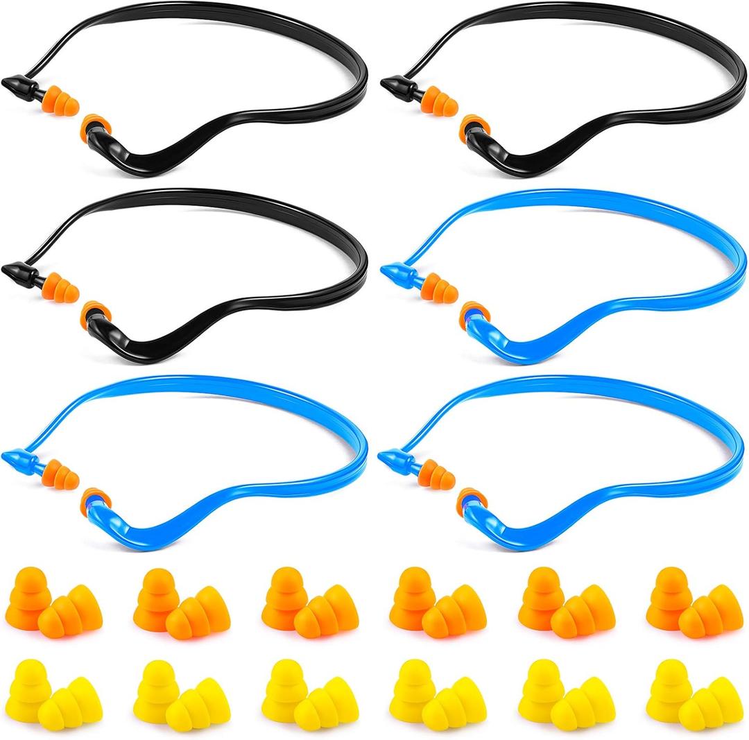 Banded Ear Plugs Band Earplugs Silicone Banded Hearing Protection and Replacement Earplugs Inner-Aural Ear Plugs for Sleeping, Shooting, Travel and Construction Work (18 Pairs)