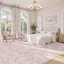 Deerly Pink Area Rugs 10x12 for Living Room Soft Non-Slip, Large Bedroom Rug Vintage Dining Room Rug Tribal Farmhouse Carpet for Dining Room Office 