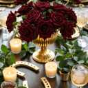Floweroyal 15PCS Burgundy Roses, Artificial Flowers 4.33" Velvet Flowers with Long Stem Fake Roses for Mom, Wife, Anniversary Birthday Valentine's Day Gift for Women
