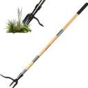 DEERFAMY Stand Up Weed Puller Tool with Long Handle, Manual Weeder with 3-Section Bamboo Construction & 4-Claw Steel Head Design, Gardening Hand Tool for Easy Weed Removal