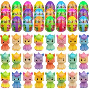 24 Pack Prefilled Easter Eggs with Unicorn Slow Rising Squishy Toys Inside for Kids Girls Boys Easter Basket Stuffers Gifts Unicorn Party Favors