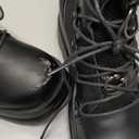 Platform Goth Ankle Boots for Womem Black Holographic Combat Chunky Heel Boots with Side Zip Lace Up Wedge Booties sz 40