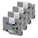 Replacement for Brother P Touch Label Tape TZe TZ Tape 12mm 0.47 Inch Laminated White TZe-231 TZe231 Label Maker Tape Refills, Compatible with Brother PT-D210 D220 H110 D400 D410 D600 D610BT, 4-Pack