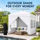 Garvee 10x10 Pop Up Canopy Tent, 4 Sidewalls, One-Button Setup, White | Removable panels, zippered entry, steel frame, UV- and water-resistant fabric, for patios, camping and outdoor events