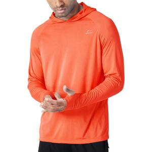 Willit Men's Sun Shirts UPF 50+ Rash Guard Long Sleeve Sun Protection Hoodie SPF UV Fishing Lightweight Athletic Running (Large, Tangerine)