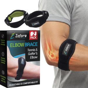 Tennis Elbow Brace With Compression Pad (2-Count) - Effective Pain Relief for Tennis & Golfers Elbow for Men & Women