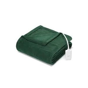 Sunbeam Throw Pine Green Microplush, 4 Heat Settings, 4-Hour Auto Shut-Off, Electric Heated Blanket, 50” x 60”