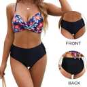 SEAFORM Women Swimsuit Bikini Bottoms String Adjustable Side Tie Bikini Bottoms 2 Pack High and Low Bikini Bottom for Women (Black)