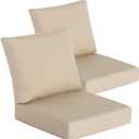 Goodgoods 25 x 25 Sunbrella Outdoor Patio Deep Seat Cushions 2-Pack, Fade-Resistant & Water-Resistant Furniture Chair Cushions with 30D High-Resilience Foam for Sofa, Antique Canvas Beige