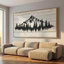 Tucai Decor Rustic Wood Grain Mountain Forest Wall Art for Living Room Bedroom Modern Framed Canvas Print Landscape Decor 20x40 Inch Serene Nature Home Art