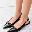 Coutgo Womens Slingback Flats Bow Slip on Dress Shoes Buckle Comfortable Ballet Flats Pointed Toe Flat Party Work Shoes, 6.5