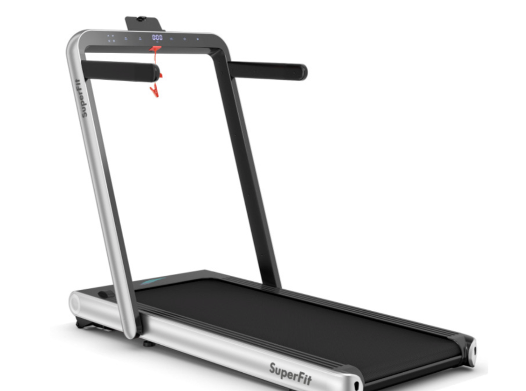 SuperFit - 4.75HP 2 In 1 Folding Treadmill W/Remote APP Control - Silver