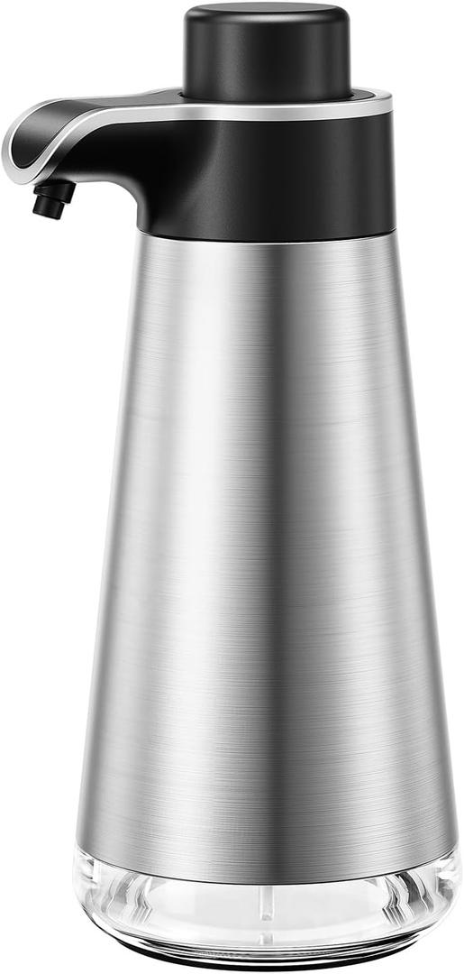 BYUNER Soap Dispenser for Bathroom & Kitchen, 15 fl oz Refillable Soap Dispenser, Brushed Silver Metal Look Countertop Soap Dispenser, Rust-Free Hand Soap & Dish Soap Dispenser