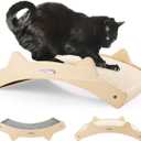 Double-Sided Sisal Cat Scratcher, Cat Scratchers for Indoor Cats with Natural Sisal + Carpet Cloth, Durable Solid Wooden Structure Scratch Pad, 16.5 x 10.8in