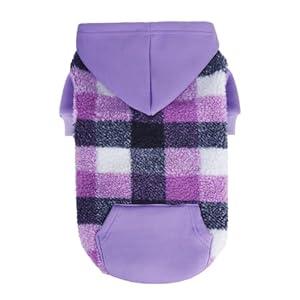 PUPTECK Dog Hoodie Puppy Sweatshirt Warm Dog Sweater Winter Clothes Cold Weather Coats for Small Medium Large Dogs, Purple, M