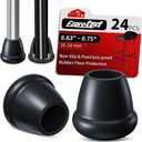 Ezprotekt 3/4" Rubber Chair Leg Caps, 24 Pcs Round Non-Slip Chair Leg Floor Protectors, Furniture Stool Leg Feet Covers for Bar, Tables, Patio Metal Legs, Black (Fit: 0.63" - 0.75")