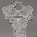 Lilosy Sexy Underwire Push Up Scallop Floral Lace Sheer Lingerie Set for Women Bra and Panty 2 Piece (Medium, White)