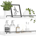 22 inches Long Floating Shelves, Bathroom Decor Shelves Over Toilet, Farmhouse Wall Shelves for Living Room, Bedroom, Picture Frames, Plants, Kitchen, Set of 2 (White)