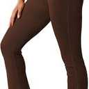 MOOSLOVER Women Ribbed Bootcut Yoga Pants High Waisted Flare Bootleg Workout Leggings(M,#1 Dark Brown,S)