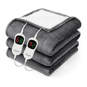 Homemate Heated Electric Blanket Queen Size - 84"x90" Heating Bed Blanket Throw with 10 Heating Levels 8 Hours Auto Off Fast Heating Over-Heat Protection Ultra Soft Flannel ETL Certified, Grey