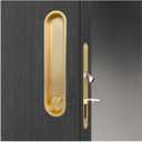 Gold Pocket Door Lock and Pull Handle - 2-in-1 Privacy Lock for Bedroom, Bathroom, Office | No Keyhole, Hidden Screws, Fits 1-3/8 to 1-3/4 Inch Solid Wood Doors