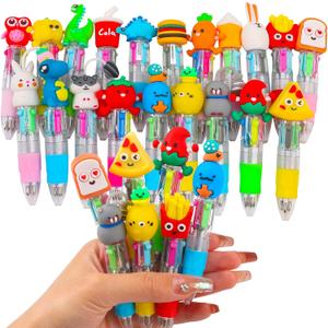 CZWZ 20Pcs Mini Multicolor Pens in One 4-in-1 Cute Pens Bulk for Kids, Fun Kawaii Ballpoint Pens for Birthdays and Children's Party Favors Gifts Teacher School Supplies
