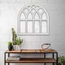 Sintosin Farmhouse Large White Arched Window Frame Wall Decor 32 Inch Tall, Hanging Distressed Finish Wooden Rustic Cathedral Window Pane Wall Decor Living Room Entryway Hallway Christmas Halloween, 31.9"L x 31.9"W