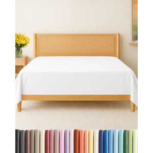 King Size Flat Sheet - Hotel Quality Top Flat Bed Sheet Only - Ultra-Soft, Comfy, Breathable & Cooling - Fade & Wrinkle Free - Easy-Care, Stain & Shrink Resistant Bedding - Easy-Fit & Oeko-Tex - White