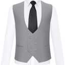 Boys Formal Suit Vest Double Breasted Solid Wedding Vest for Boys (7, Light Grey)