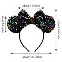 Glittery Mouse Ears Headband, Black, Colorful Sequins, Girls Costume Party Accessory; LM-H, One size fits all
