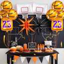 Soulchen 12 Pcs Basketball Birthday Party Balloons Decorations 6 Pcs Basketball Aluminum Foil Balloon 2 Hoop Foil 2#23 Jersey 2 Exploding Star for Birthday Party Sports Themed Decorations