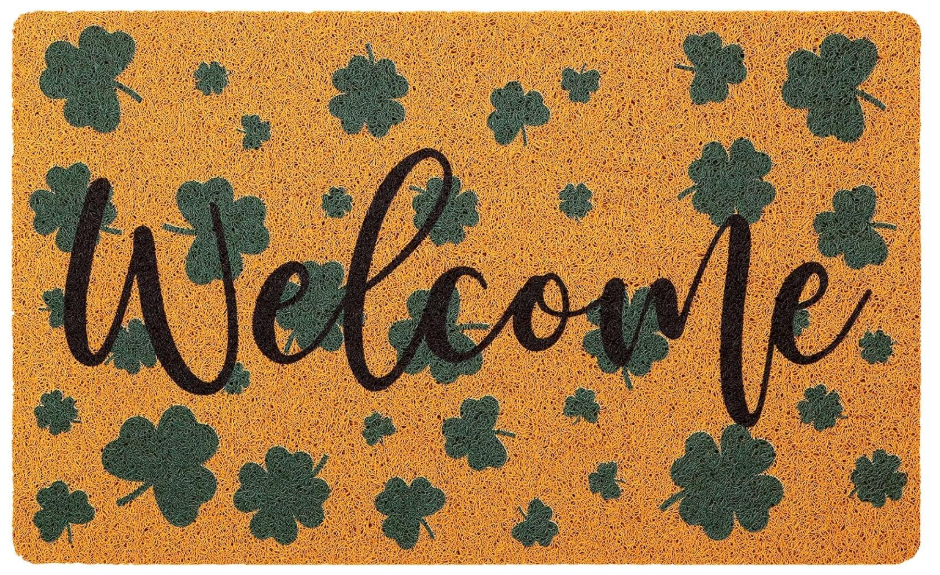 Tinideya St. Patrick's Day Welcome Doormat Irish Shamrock Coir Door Mat Decorative Washable NonSlip Entrance Rugs for Indoor Outdoor Home Bathroom Decor 18 x 30 Inch