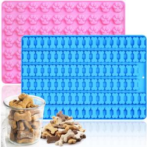 HKNMTT Mini Paw & Bone Silicone Candy Molds, Chocolate Mold Gummy Making Set Shaped Baking Tray, Non-Stick Food Grade for Gifts Cookies Dog Treats