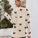 Zeagoo Cute Sweaters for Women Long Sleeve V Neck Bow Pullover Sweater Tops Business Dressy Casual Fall Outfits, Small 
