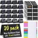 20 Pack Mini Chalkboard Signs Food Labels for Party Buffet, Reusable Small Chalk Boards for Birthday Bakery Wedding Table Signs Food Tags Place Cards (Plastic Chalkboard V-20)