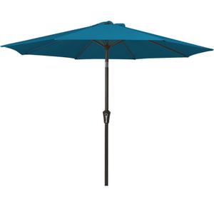 MEWAY 9ft Patio Umbrella Outdoor Table Umbrellas with Push Button Tilt and Crank, Market Umbrella 8 Sturdy Ribs for Deck, Garden, Pool and Backyard, Lake Blue
