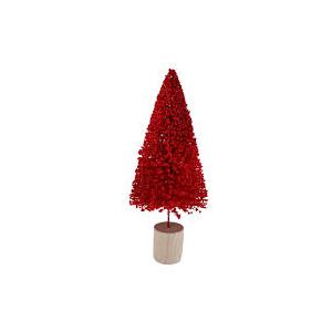 Holiday Home Christmas Bottle Brush Tree With Wood Stand 4 Green and 1 Red