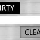 Kichwit Clean Dirty Dishwasher Magnet, 304 Stainless Steel Magentic Dishwasher Indicator Sign, 7 x 1.6 Inches, Easy to Read and Slide, Black and Grey