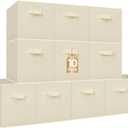 STORAGE MANIAC Storage Cubes, 11 Inch Collapsible Storage Bins with Handles, 10 Pack Fabric Foldable Bins for Organization, Durable Storage Bins for Closet, Shelves, Offices, Toys, 10-Pack Beige