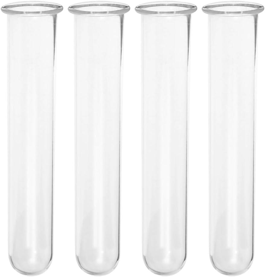 INOOMP 4 Pieces Clear Glass Test Tube Vases for Plant Propagation Hydroponic Flower Vials with Round Bottom Small Transparent Tube Planters for Desk Home Decor