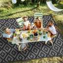 Outdoor Patio Plastic Straw Rug - 6x9 ft Outdoor Camping Rug Waterproof Reversible, Area Carpet Patios Clearance RV, Outside Porch Balcony Deck for Camper, Black & Grey