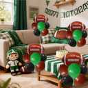 Football Game Day Balloon Stand Set - Green Brown Black Football Theme Party Decorations with 4 Balloon Stand, 35 Balloons, Pump, Ribbon & Accessories for Game Day, Sports Events, Tailgates