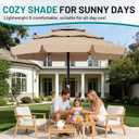 AreShark 11FT 3-Tiers Patio Umbrella with Valance, Outdoor with Crank, Large Outdoor Market Umbrellas Vented with 8 Sturdy Ribs, Patio Table Umbrellas for Garden, Deck, Backyard, Pool, Beige