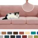 XINEAGE New 4 Pieces Couch Covers for 3 Cushion Couch Super Stretch Thick Soft Sofa Cover Anti Slip Sofa Slipcover Dogs Cats Furniture Protector (Dusty Pink, 71"-91") (71"-91"(3 Cushions))