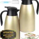 70 OZ Updated Thermal Coffee Carafe for Keeping Hot, 2 PCS Carafes for Hot Liquid, Insulated Coffee Carafe Stainless Steel Vacuum Thermal Pot for Coffee, Hot Water,Keep Hot 12 Hours (Gold+Gold)