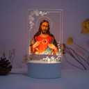 Generic Jesus Heart Night Light, 3D LED Touch Light, Warm and Soft Light, Perfect for Bedroom, Living Room, Baby's Room, Holiday Decoration, Birthday Gift Religious Home Decor