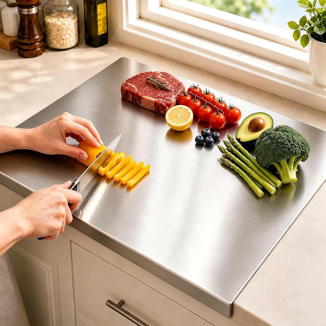100% Pure Titanium Cutting Boards for Kitchen-Cutting Edge Hygiene & Durability, Double-sided food-grade Titanium Cutting Board For Meats Fruist And Vegetables.Easy to Clean,23.6 * 15.7