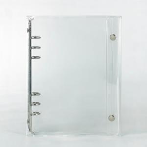 A5 6-Ring Binder with PVC Clear Soft Cover  6 Hole Punch for A5 Refill Paper, Stainless Steel Roud Rings Protector Shell, Snap Button Closure (185 x 230 x 25mm)